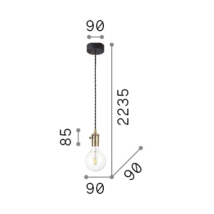 Lustră pendul Frida SP1, cupru – desen tehnic cu dimensiuni
