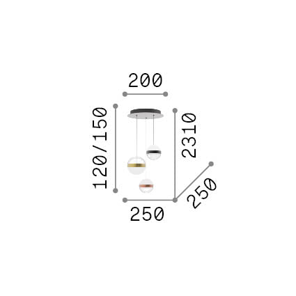 Lustră pendul Galaxy SP3 – desen tehnic cu dimensiuni
