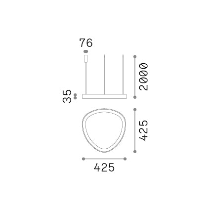 Lustră pendul Gemini SP D042 On-Off 4000K, alb – desen tehnic cu dimensiuni