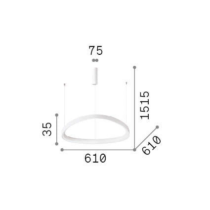 Lustră pendul Gemini SP D061 On-Off 2700K, alamă – desen tehnic cu dimensiuni