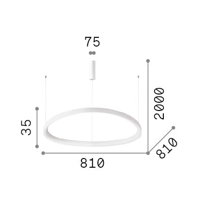 Lustră pendul Gemini SP D081 On-Off 2700K, alamă – desen tehnic cu dimensiuni