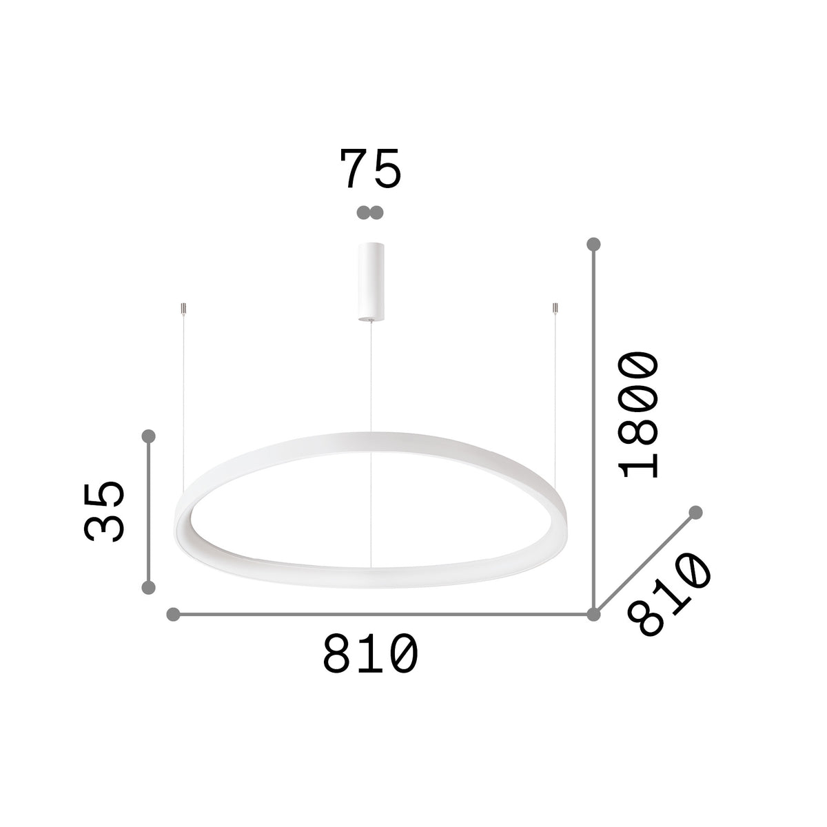 Lustră pendul Gemini SP D081 On-Off 3000K, negru – desen tehnic cu dimensiuni