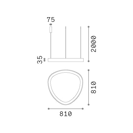 Lustră pendul Gemini SP D081 On-Off 4000K, alamă – desen tehnic cu dimensiuni
