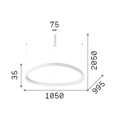 Lustră pendul Gemini SP D105 On-Off 3000K, negru – desen tehnic cu dimensiuni