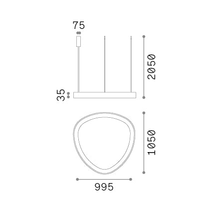 Lustră pendul Gemini SP D105 On-Off 4000K, negru – desen tehnic cu dimensiuni