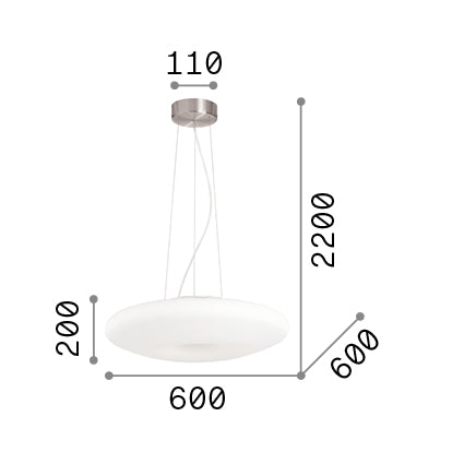Lustră pendul Glory SP5 D60 – desen tehnic cu dimensiuni