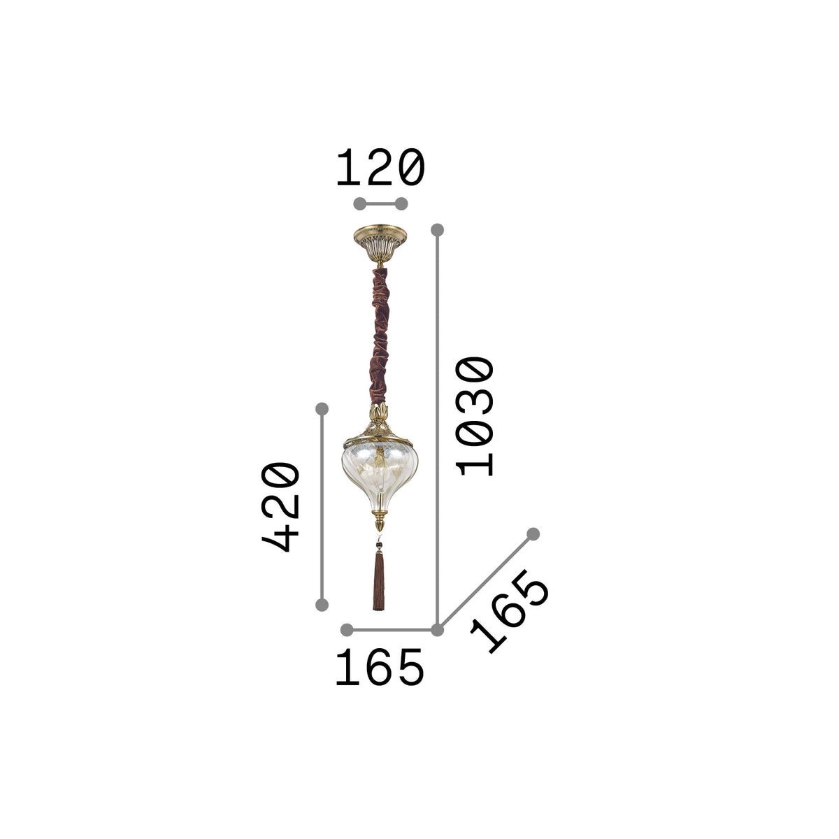 Lustră pendul Harem SP1 – desen tehnic cu dimensiuni
