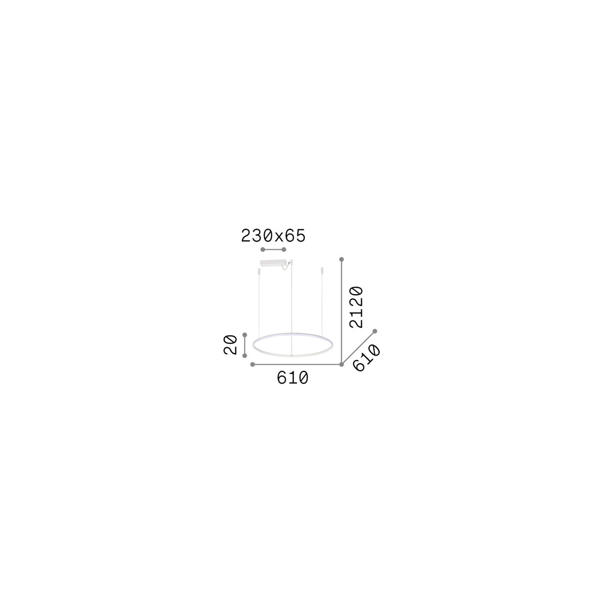 Lustră pendul Hulahoop SP D061 – desen tehnic cu dimensiuni