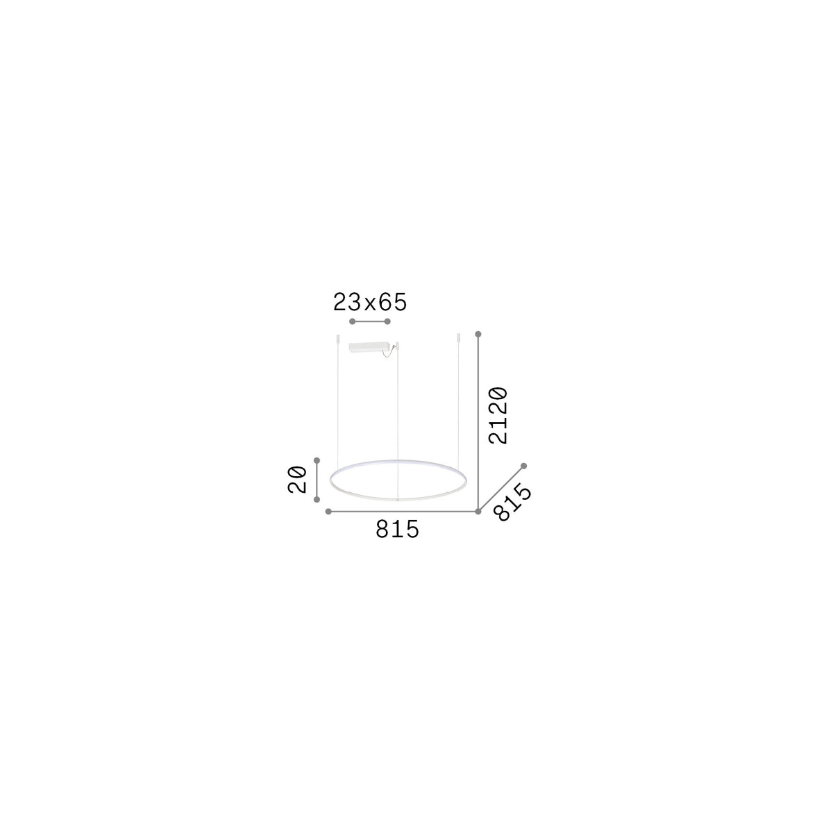 Lustră pendul Hulahoop SP D081 – desen tehnic cu dimensiuni