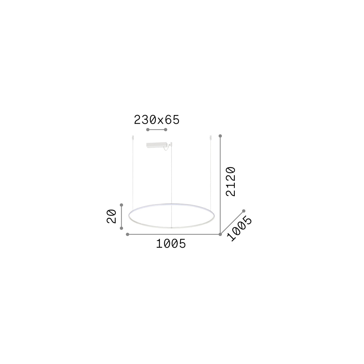 Lustră pendul Hulahoop SP D100 – desen tehnic cu dimensiuni
