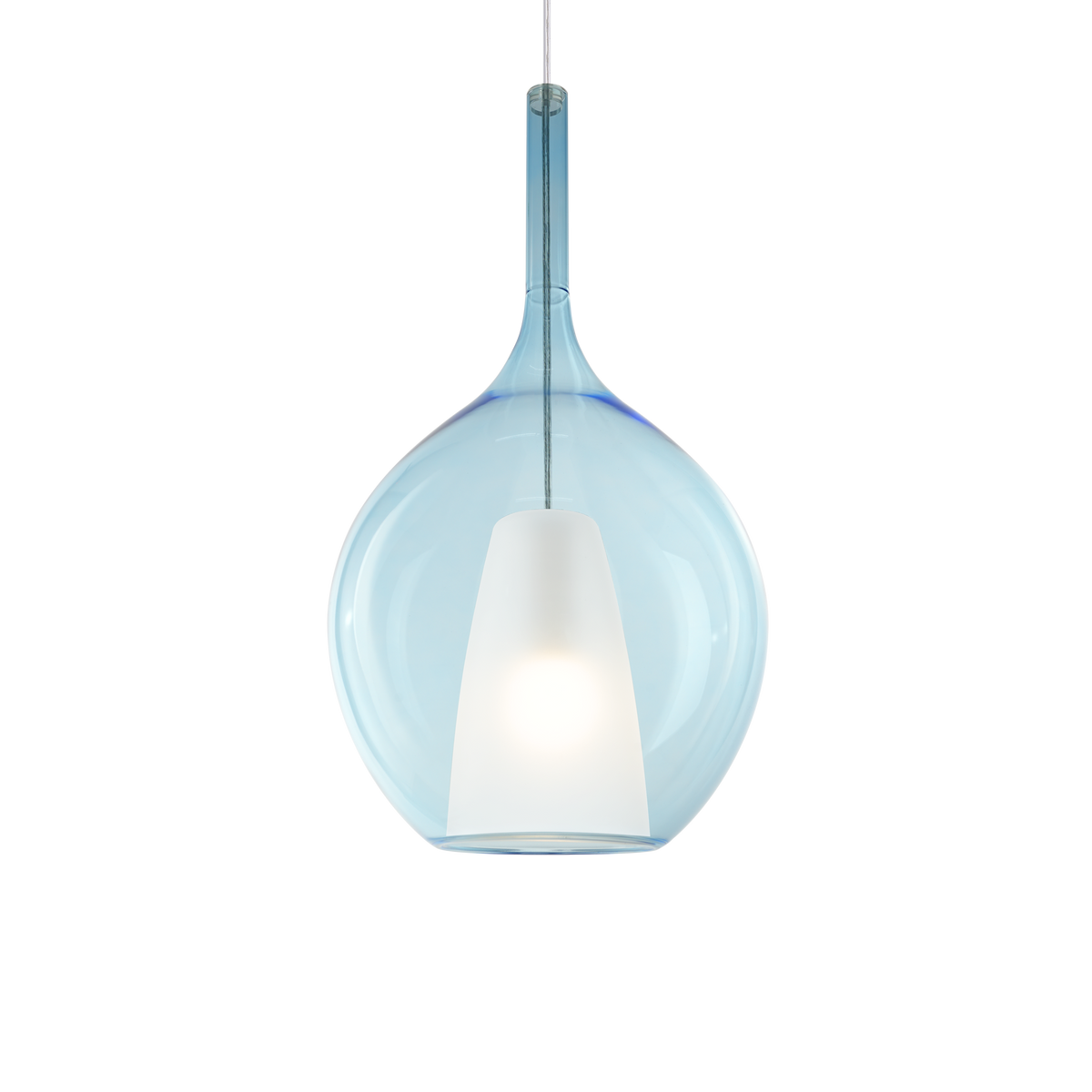 Lustră pendul Kalique-2 SP1 D28, albastru deschis