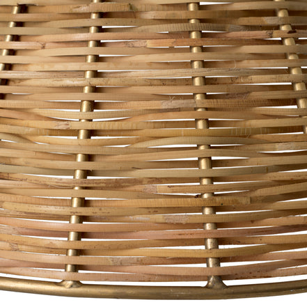 Lustră pendul Kon Tiki, finisaj alamă vintage, ratan natural