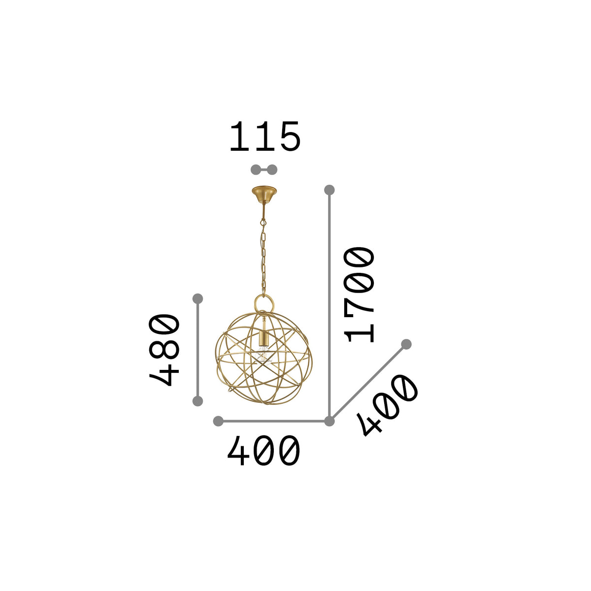 Lustră pendul Konse SP1 – desen tehnic cu dimensiuni