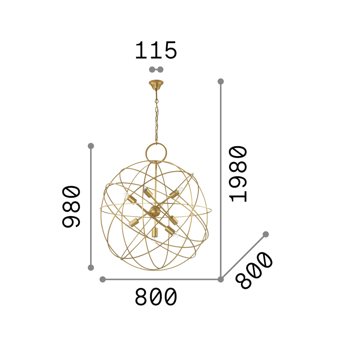 Lustră pendul Konse SP7 – desen tehnic cu dimensiuni