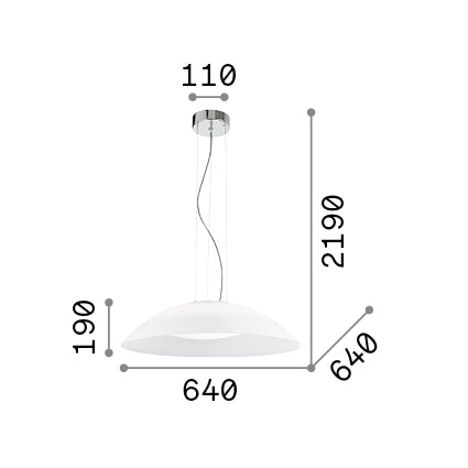 Lustră pendul Lena SP3 D64 – desen tehnic cu dimensiuni
