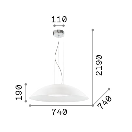 Lustră pendul Lena SP3 D74 – desen tehnic cu dimensiuni
