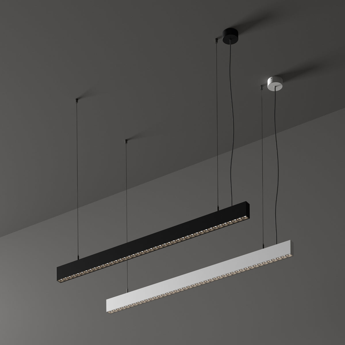 Lustră pendul liniară Office SP fascicul concentrat 3000K, negru – ambient