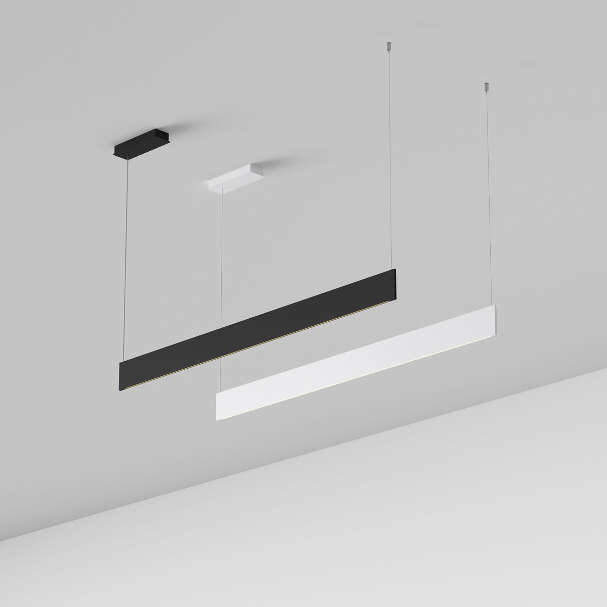 Lustră pendul liniară Steel SP1 D09 mono-emisie fascicul concentrat 3000K, alb – ambient