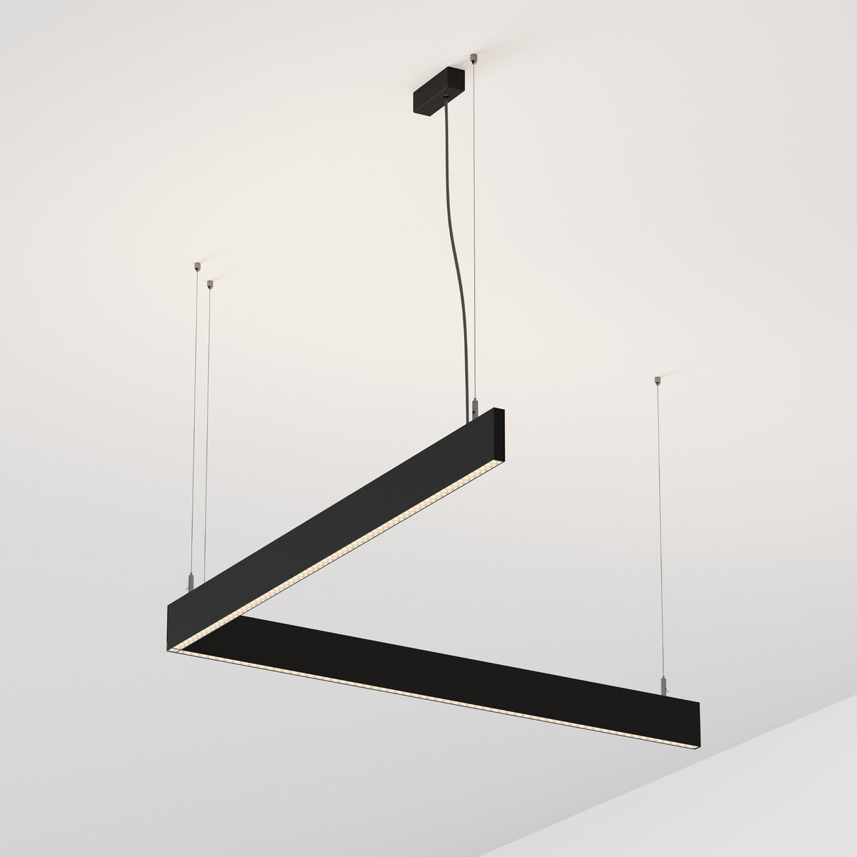 Lustră pendul liniară Steel SP2 D20 bi-emisie fascicul concentrat 3000K, negru – ambient