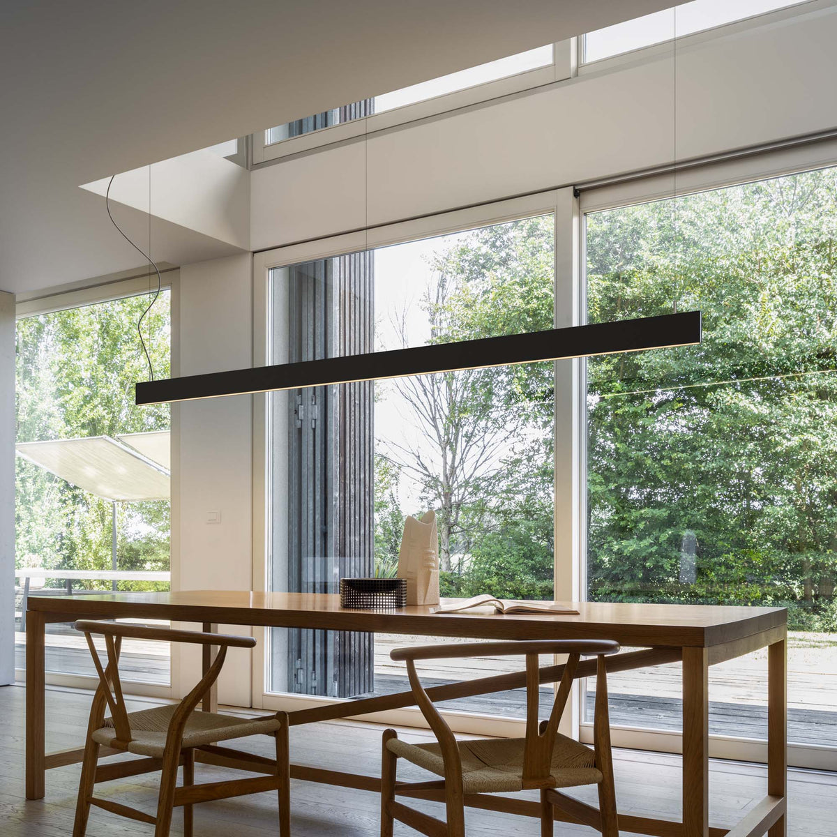 Lustră pendul liniară Steel SP2 D20 bi-emisie fascicul larg 3000K, negru – ambient