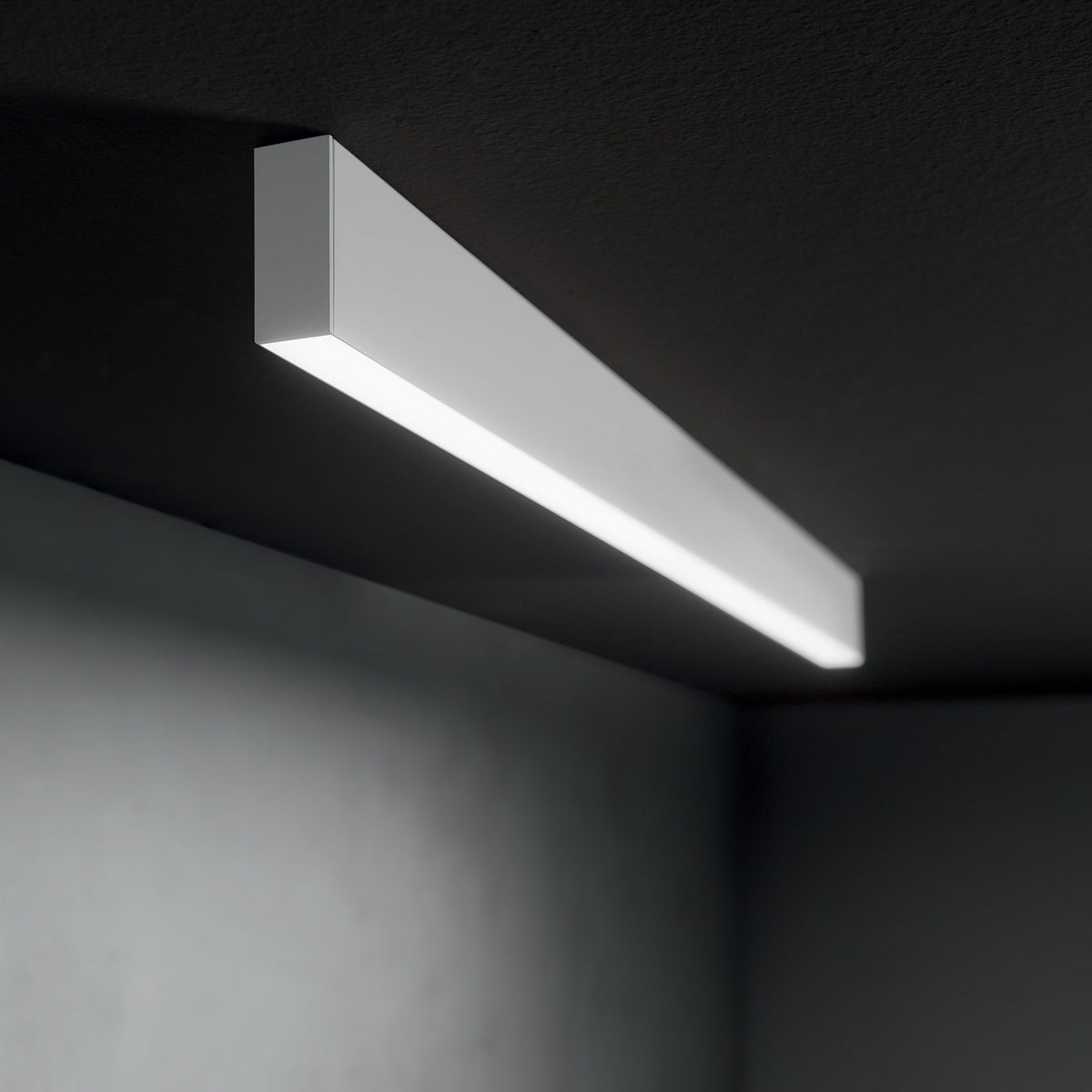 Lustră pendul liniară Steel SP2 D35 bi-emisie fascicul larg 4000K, alb – ambient