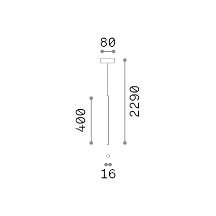Lustră pendul Look LED SP1 rotund D16 H400 On-Off 3000K, alb – desen tehnic cu dimensiuni