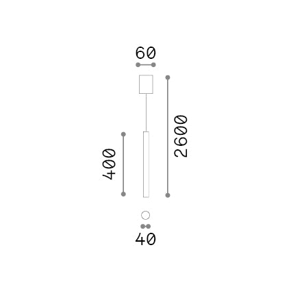 Lustră pendul Look SP1 rotund D40 H400, alamă – desen tehnic cu dimensiuni
