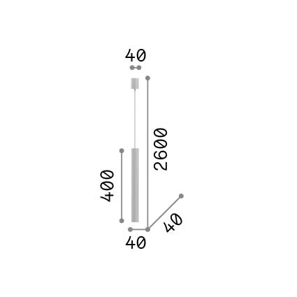 Lustră pendul Look SP1 rotund D40 H400, alb – desen tehnic cu dimensiuni
