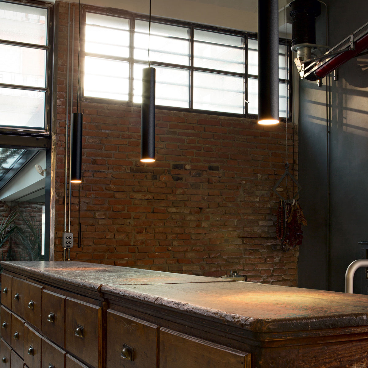 Lustră pendul Look SP1 rotund D60 H1000, negru – ambient