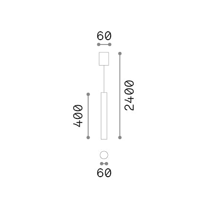 Lustră pendul Look SP1 rotund D60 H400, alabastru – desen tehnic cu dimensiuni