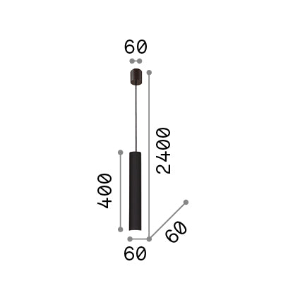 Lustră pendul Look SP1 rotund D60 H400, brunit – desen tehnic cu dimensiuni
