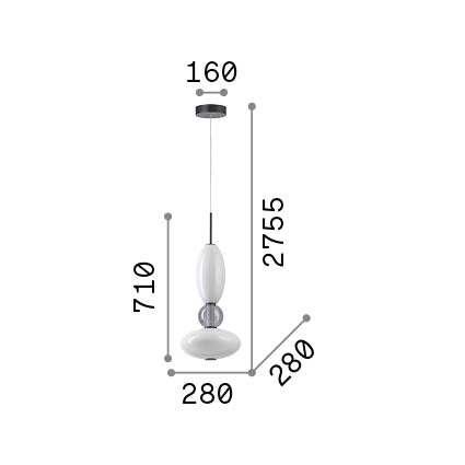 Lustră pendul Lumiere-1 SP – desen tehnic cu dimensiuni