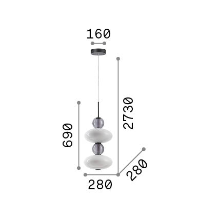 Lustră pendul Lumiere-2 SP – desen tehnic cu dimensiuni