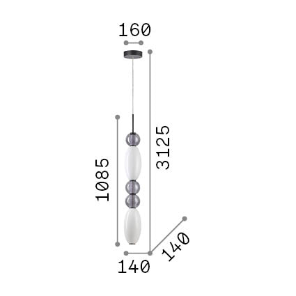 Lustră pendul Lumiere-3 SP – desen tehnic cu dimensiuni