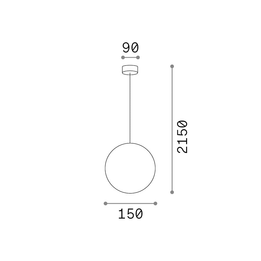 Lustră pendul Mapa SP1 D15, alb – desen tehnic cu dimensiuni