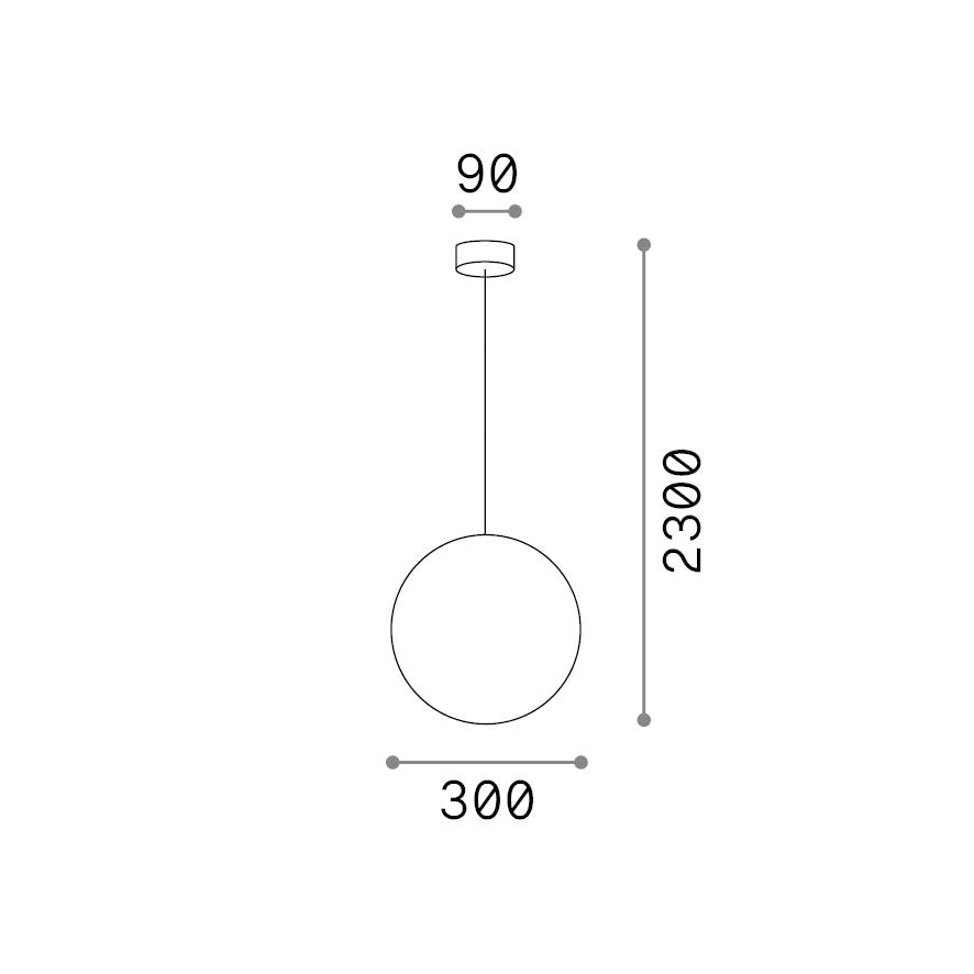 Lustră pendul Mapa SP1 D30, alb – desen tehnic cu dimensiuni