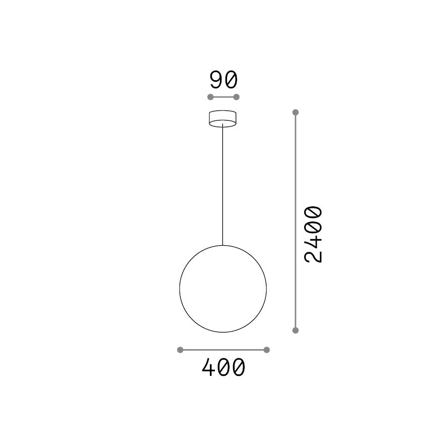 Lustră pendul Mapa SP1 D40, alb – desen tehnic cu dimensiuni
