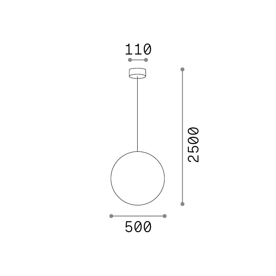 Lustră pendul Mapa SP1 D50, alb – desen tehnic cu dimensiuni