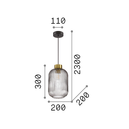 Lustră pendul Mint-3 SP1, verde – desen tehnic cu dimensiuni