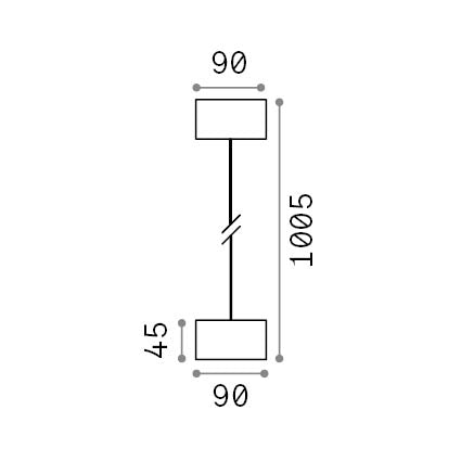 Lustră pendul modulară de exterior Clio MSP1, cafeniu – desen tehnic cu dimensiuni