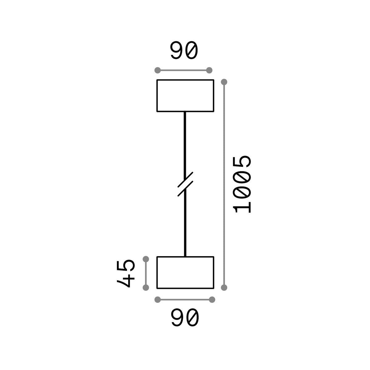 Lustră pendul modulară de exterior Clio MSP1, negru – desen tehnic cu dimensiuni