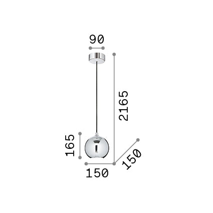 Lustră pendul Mr Jack SP1 mare, negru – desen tehnic cu dimensiuni