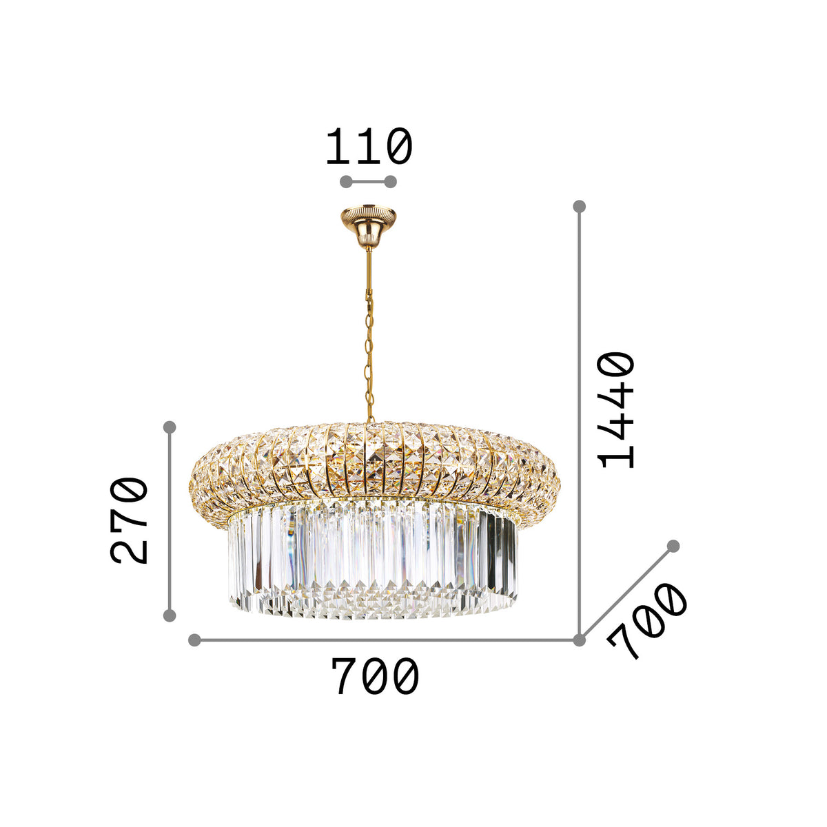 Lustră pendul Nabucco SP16 – desen tehnic cu dimensiuni