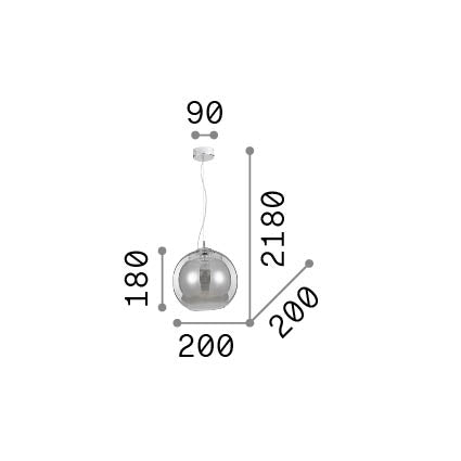 Lustră pendul Nemo SP1 D20, chihlimbar – desen tehnic cu dimensiuni
