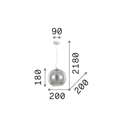 Lustră pendul Nemo SP1 D20, crom nuanțat – desen tehnic cu dimensiuni