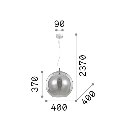 Lustră pendul Nemo SP1 D40, cupru – desen tehnic cu dimensiuni