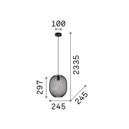 Lustră pendul Net SP1 D24, alb – desen tehnic cu dimensiuni