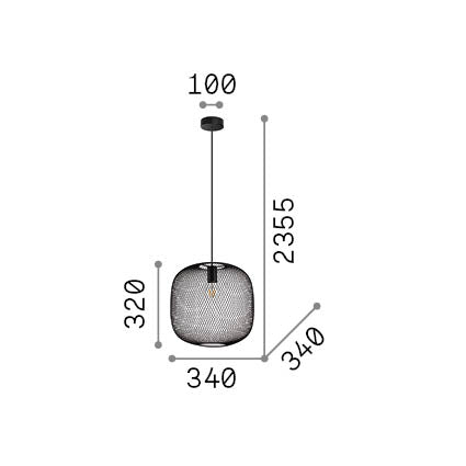 Lustră pendul Net SP1 D34, alb – desen tehnic cu dimensiuni