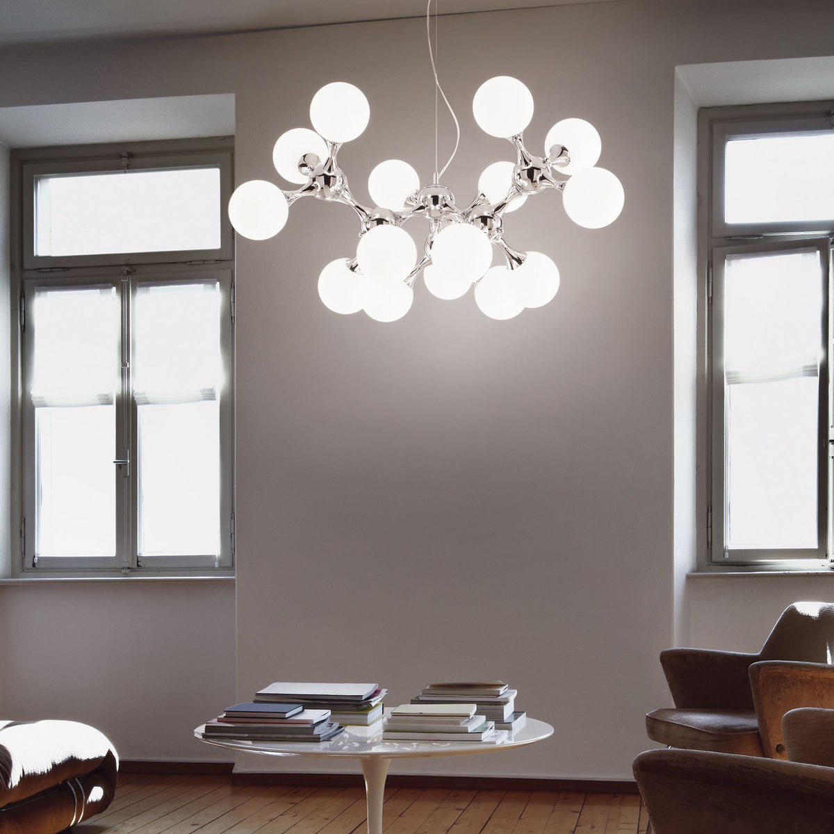 Lustră pendul Nodi SP15, alb – ambient