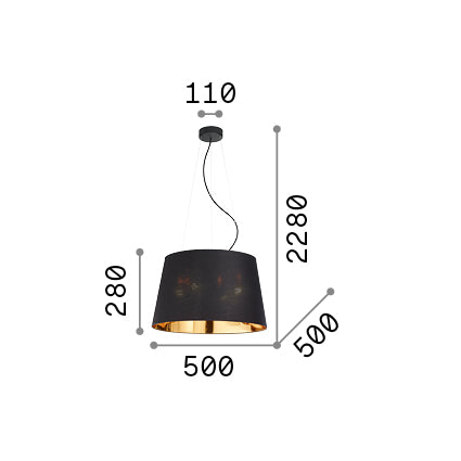 Lustră pendul Nordik SP4 – desen tehnic cu dimensiuni